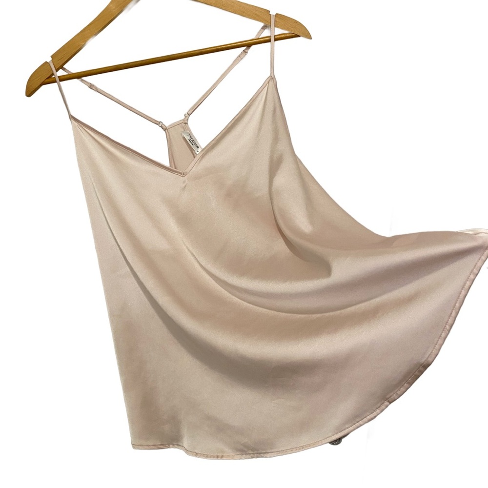 Ekouaur: Women's Satin Silk Cami V-neck Adjustable Spaghetti Strap Racerback Top